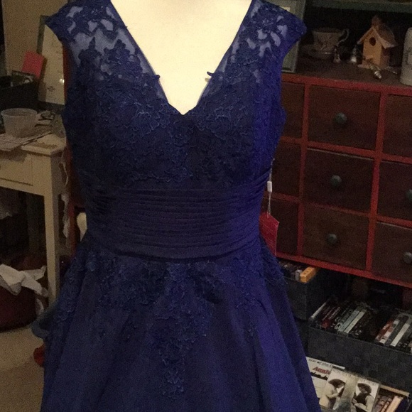 Royal blue lace and chiffon gown - Mother of Bride - Picture 2 of 7